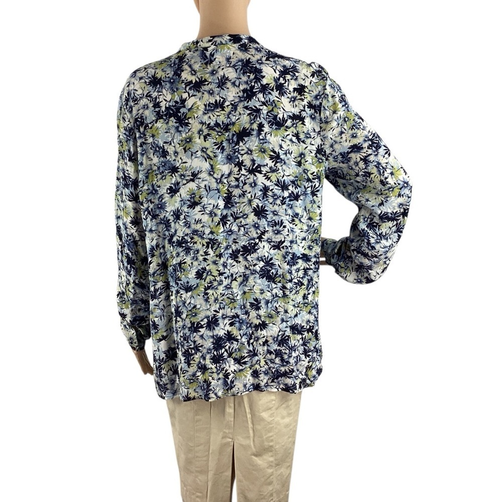 J.Jill Floral Button Front Blouse Blue Multi Size M - Picture 5 of 7